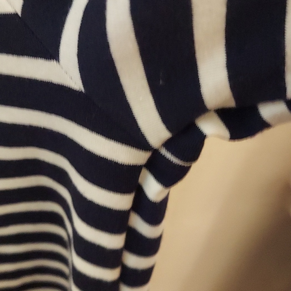 MONTEAU Navy and White Striped Sleeveless Jumper With Waist Sash - Picture 6 of 11